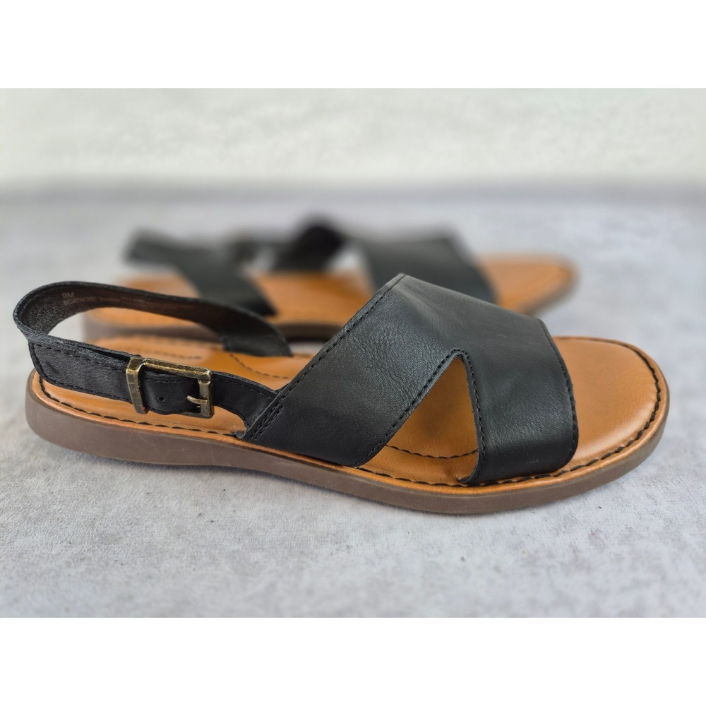 b.o.c. Born Concept Womens Black Tan Slingback Sandals BC0036300 Size 9M